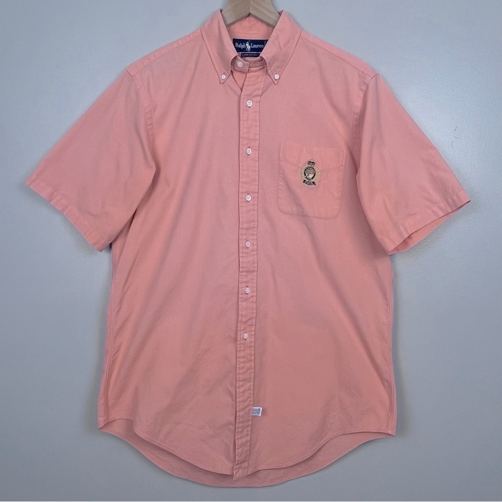 Ralph Lauren Men's 100% Cotton Button Down Shirt with Logo Crest Size M; Preppy